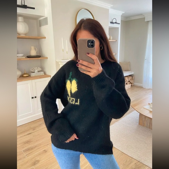 FROM PARIS FRANCE π«π· BOHO LOOSE FIT LEMON SWEATER - Picture 2 of 2